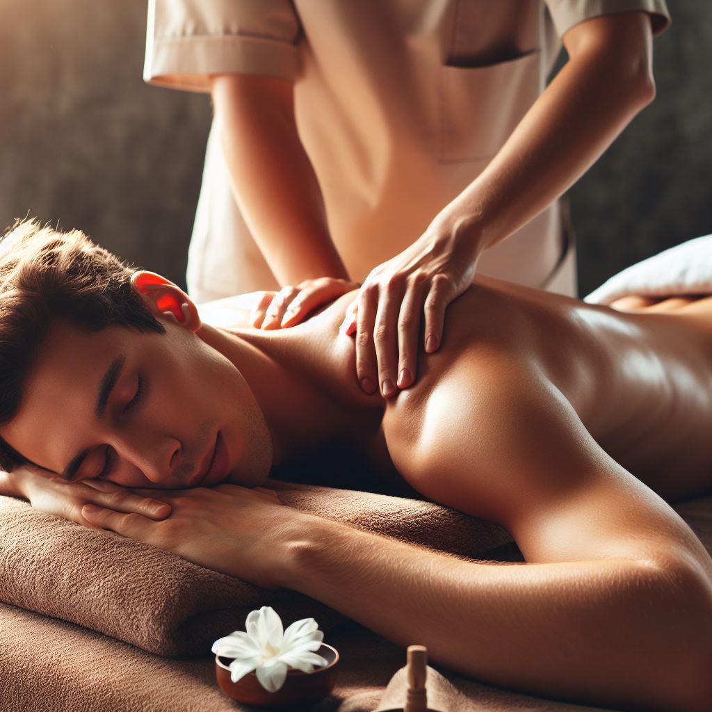 Focused pressure applied during a back massage